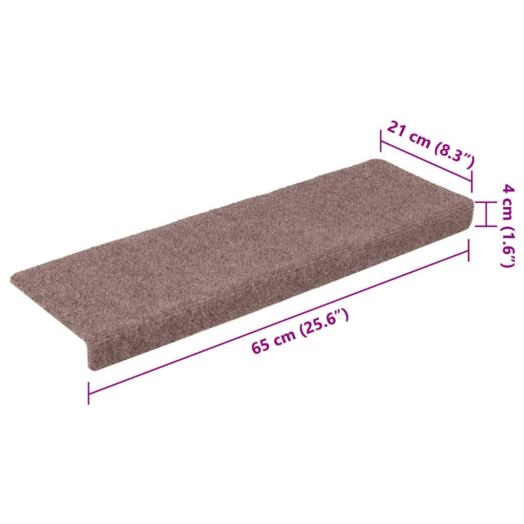 Stufenmatten Selbstklebend 15 Stk. 65x21x4 cm Hellbraun Rechteckiger Rand