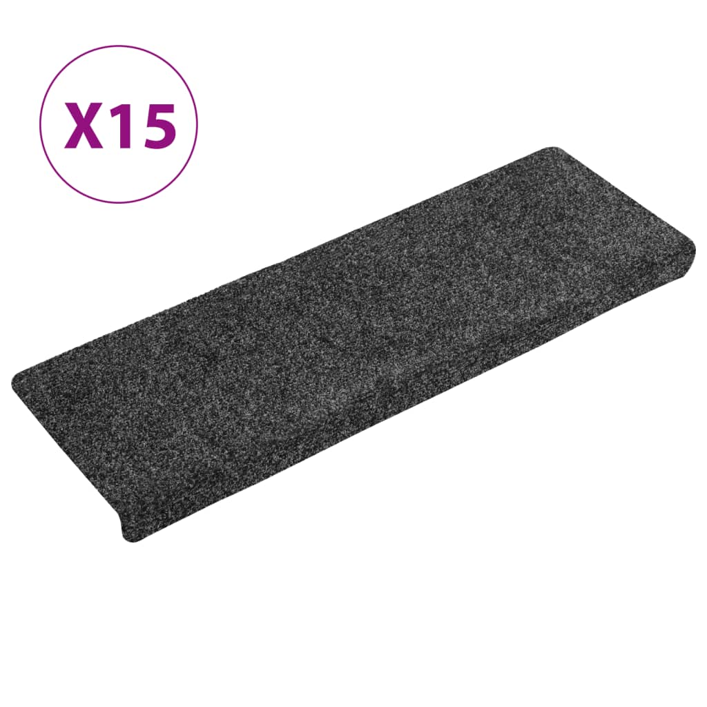 Stufenmatten Selbstklebend 15 Stk. 65x21x4 cm Dunkelgrau Rechteckiger Rand