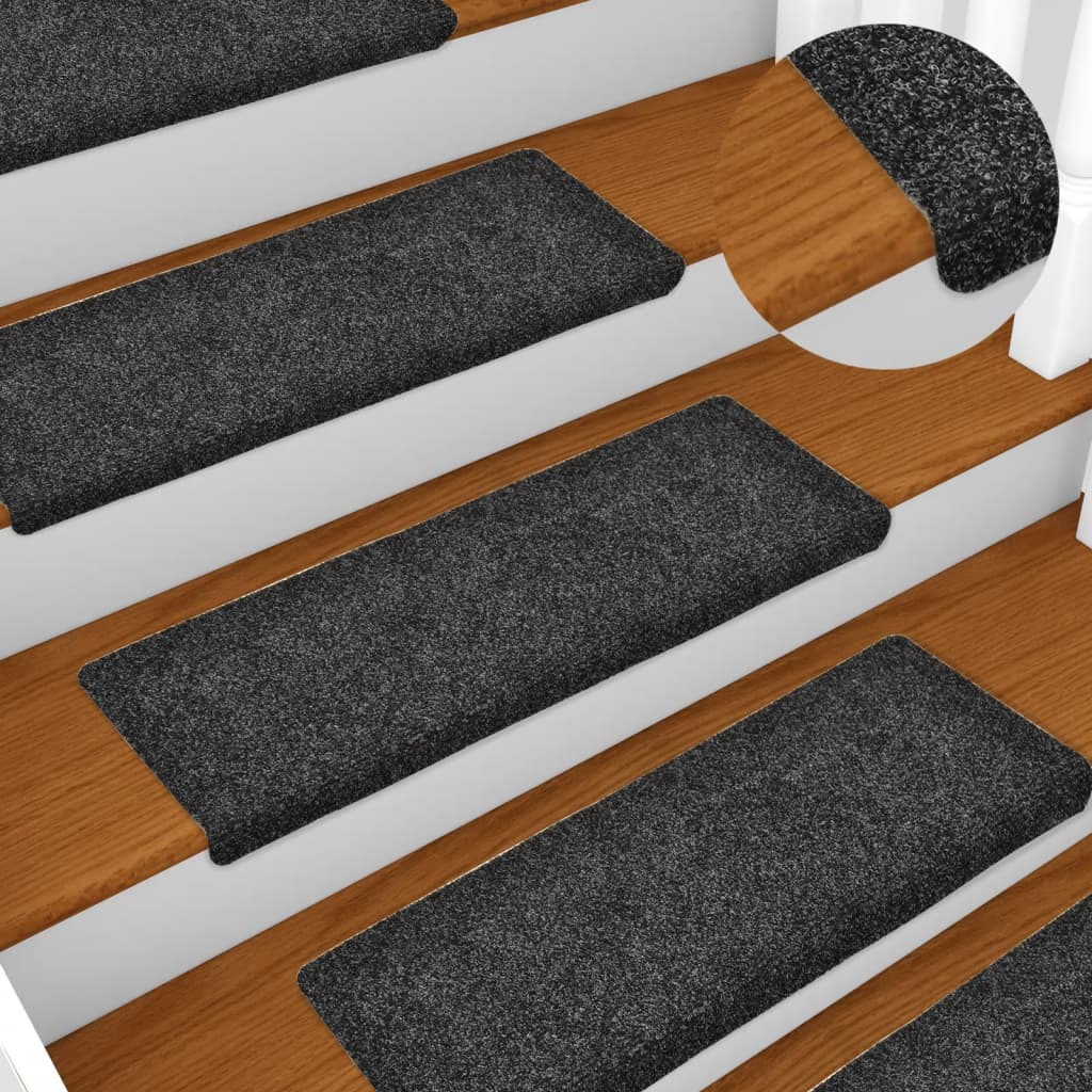 Stufenmatten Selbstklebend 15 Stk. 65x21x4 cm Dunkelgrau Rechteckiger Rand