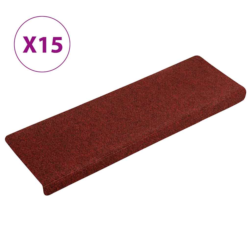 Treppenmatten 15 Stk. Nadelvlies 65x21x4 cm Rot
