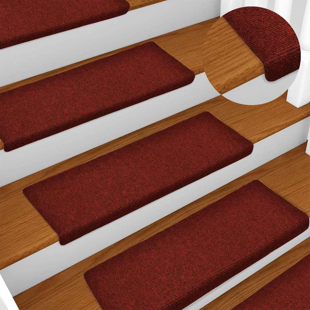 Treppenmatten 15 Stk. Nadelvlies 65x21x4 cm Rot