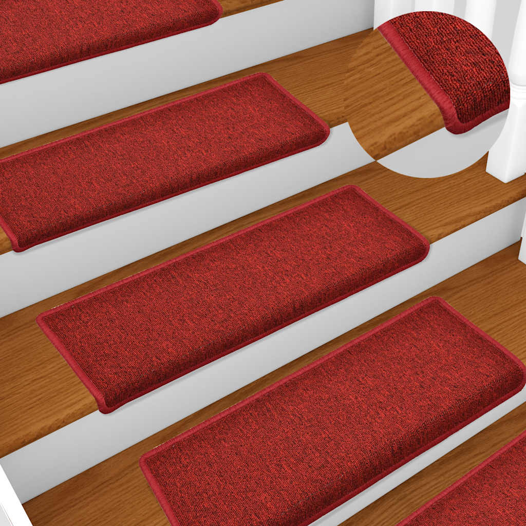 Stufenmatten 15 Stk. 65x21x4 cm Rot Rechteckiger Rand