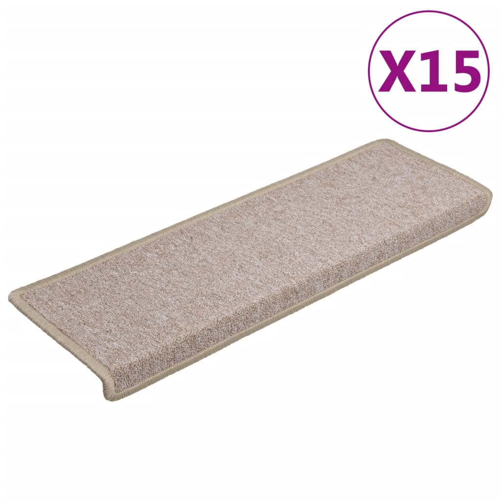 Teppich-Treppenstufen 15 Stk. 65x21x4 cm Taupe