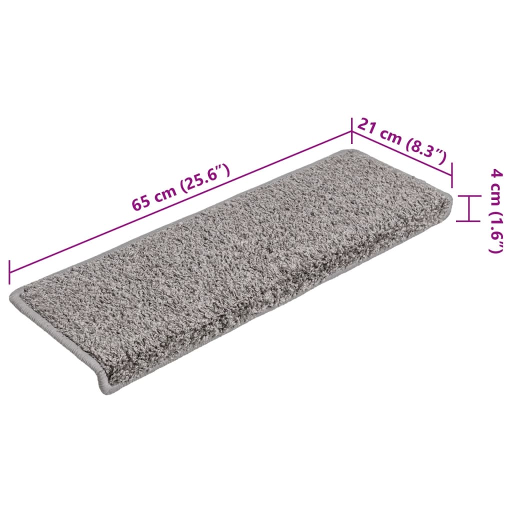 Teppich-Treppenstufen 15 Stk. 65x21x4 cm Grau