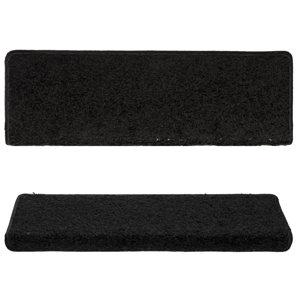 Stufenmatten 15 Stk. 65x21x4 cm Schwarz Rechteckiger Rand