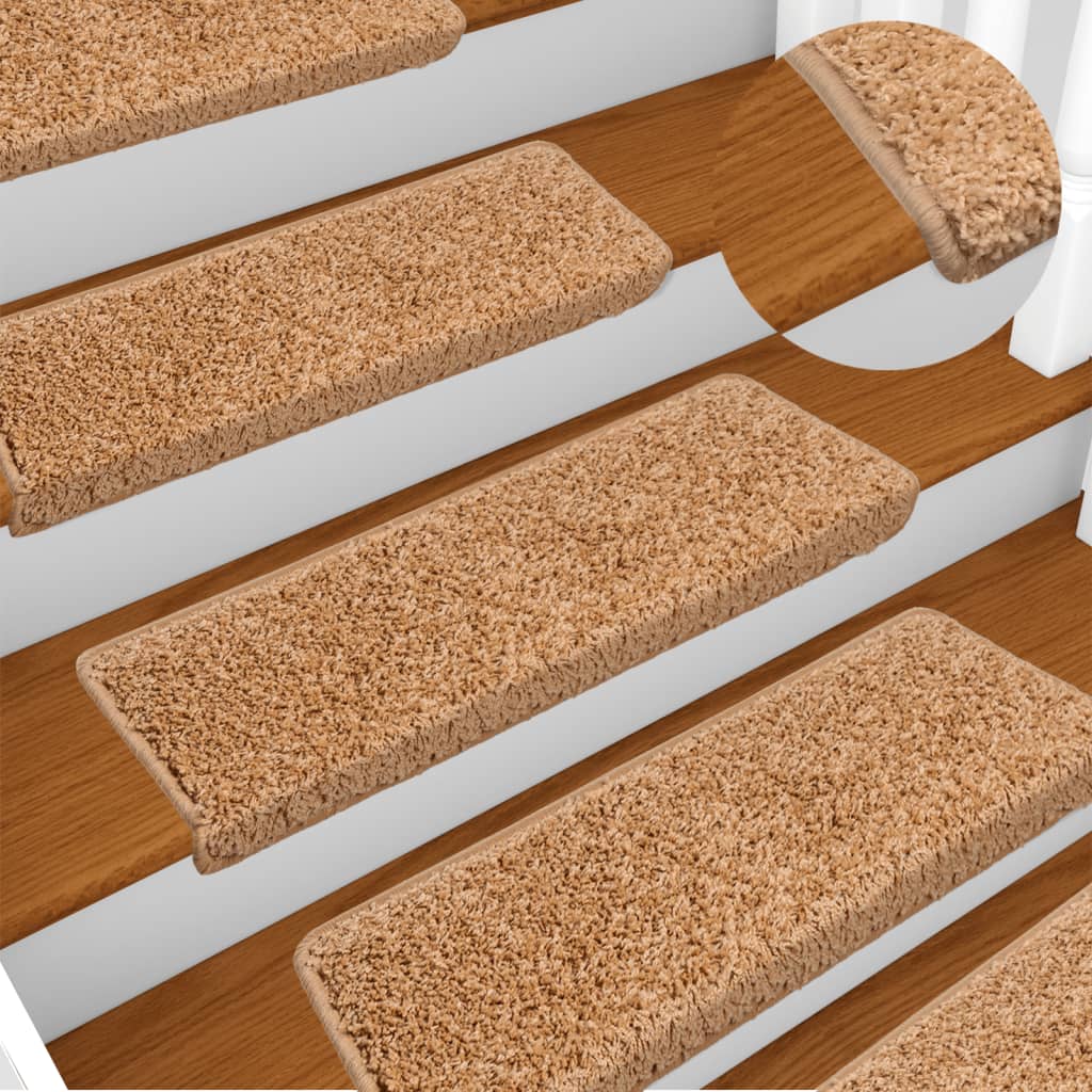 Stufenmatten 15 Stk. 65x21x4 cm Beige Rechteckiger Rand