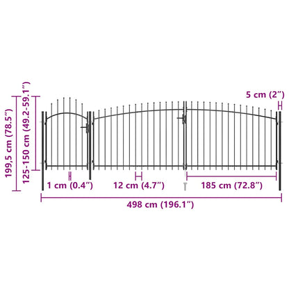 Gartentor Woerden mit Speerspitze 5x1,5 m Schwarz