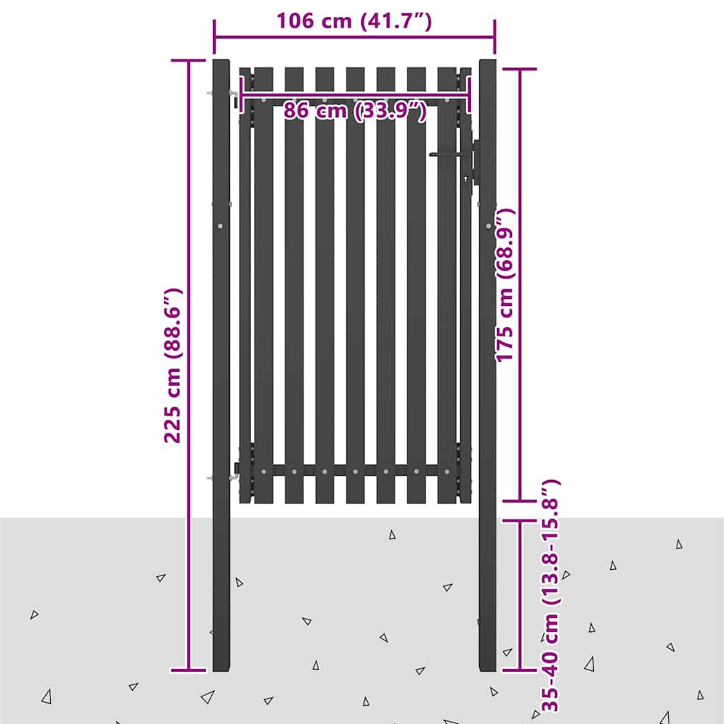 Gartentor Stahl 1x2,25 m Anthrazit