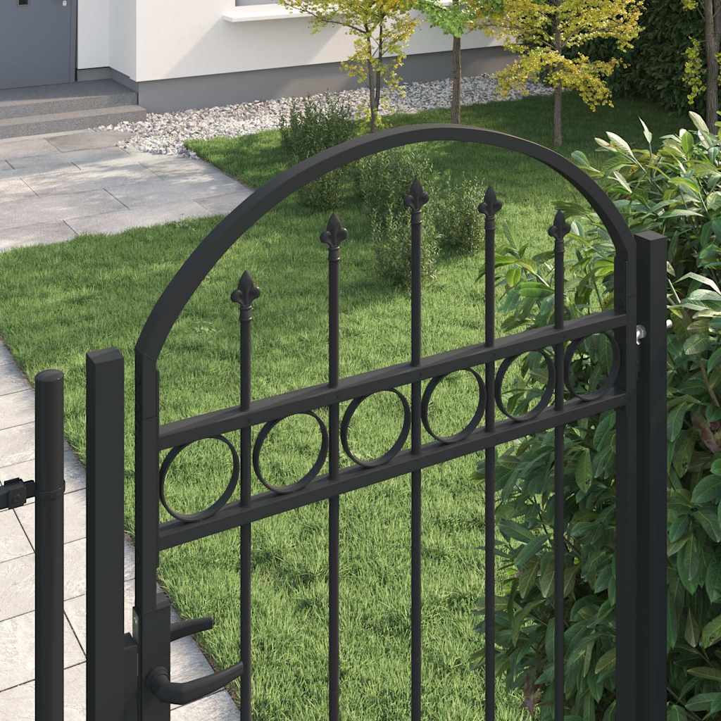 Gartentor ASSEN mit Bogenabschluss Stahl 100 x 200 cm Schwarz