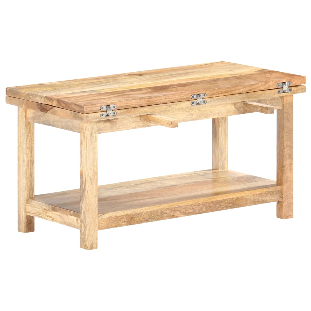 Ausziehbarer Couchtisch 90x(45-90)x45 cm Massivholz Mango