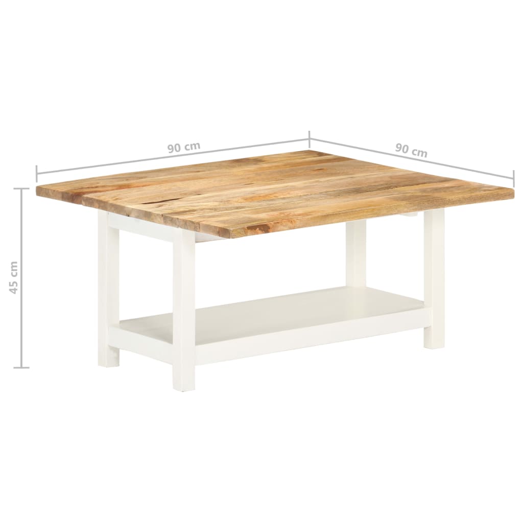 Couchtisch Ausziehbar Weiß 90x(45-90)x45 cm Massivholz Mango