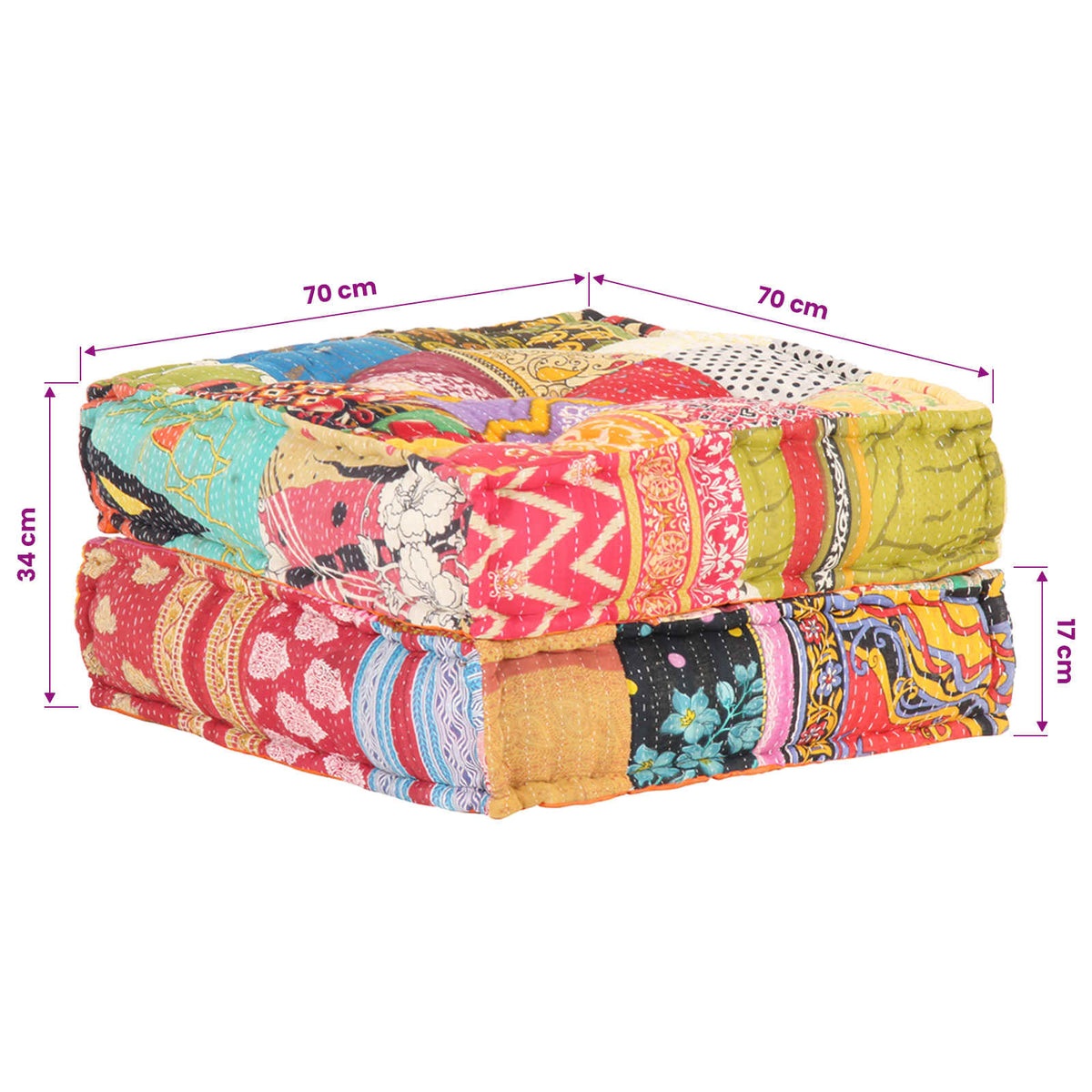 Pouf 60x70x36 cm Patchwork Stoff