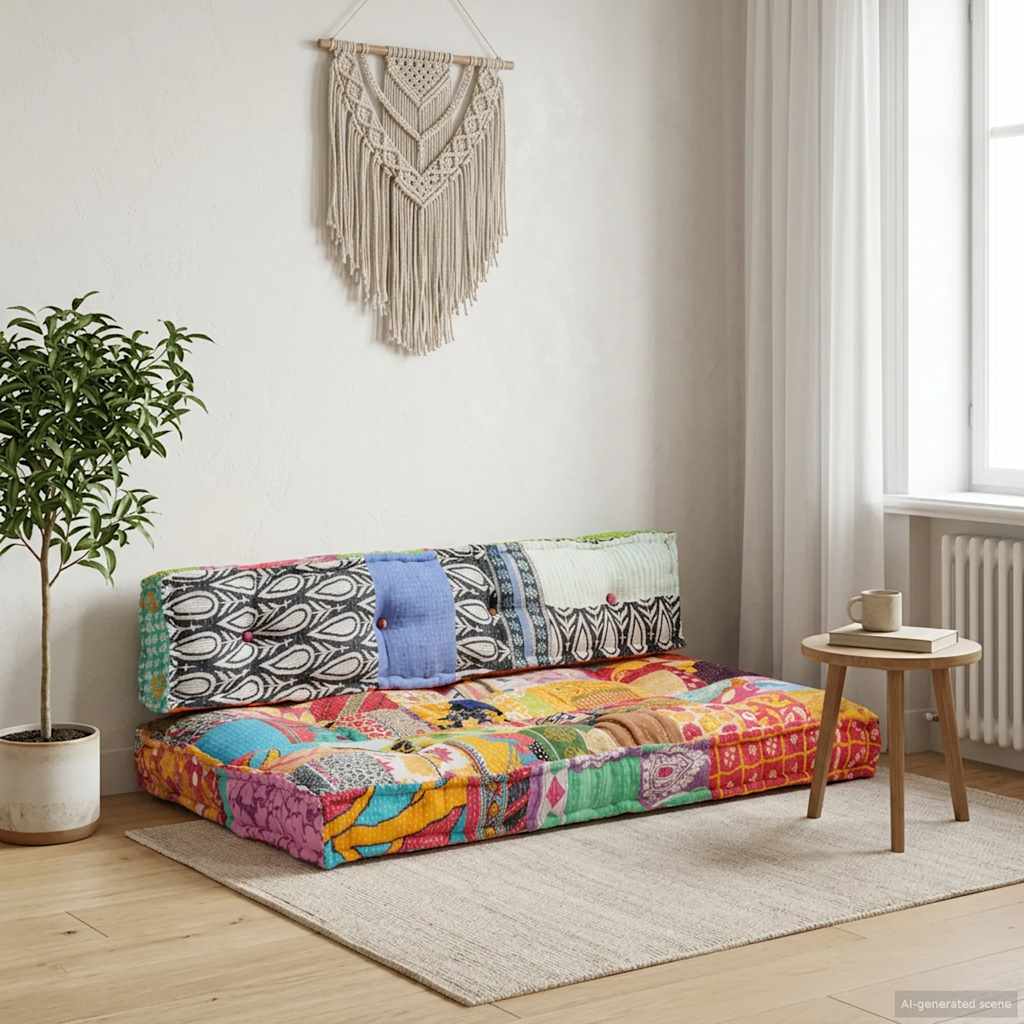 Palettensofa-Auflage Mehrfarbig Stoff Patchwork