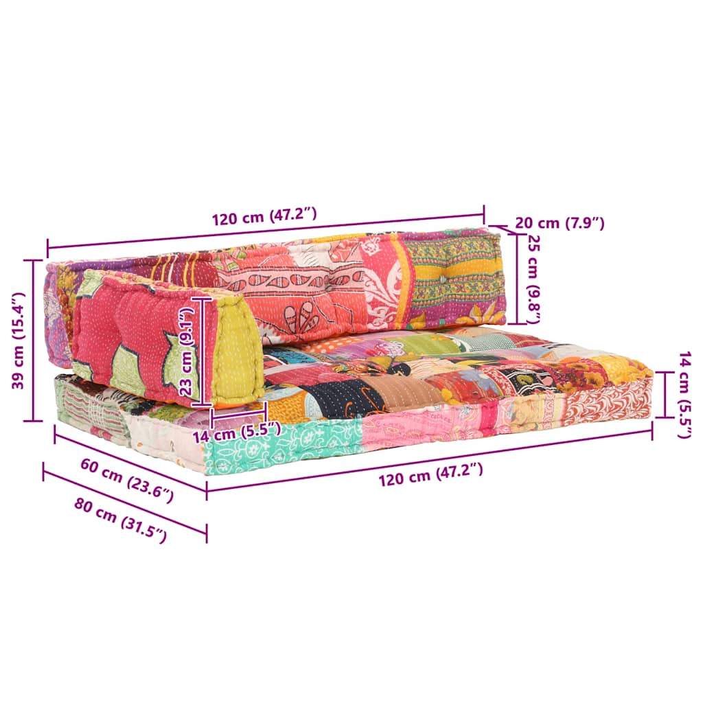 Palettensofa-Auflage Mehrfarbig Stoff Patchwork