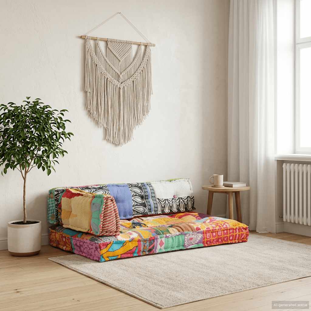 Palettensofa-Auflage Mehrfarbig Stoff Patchwork