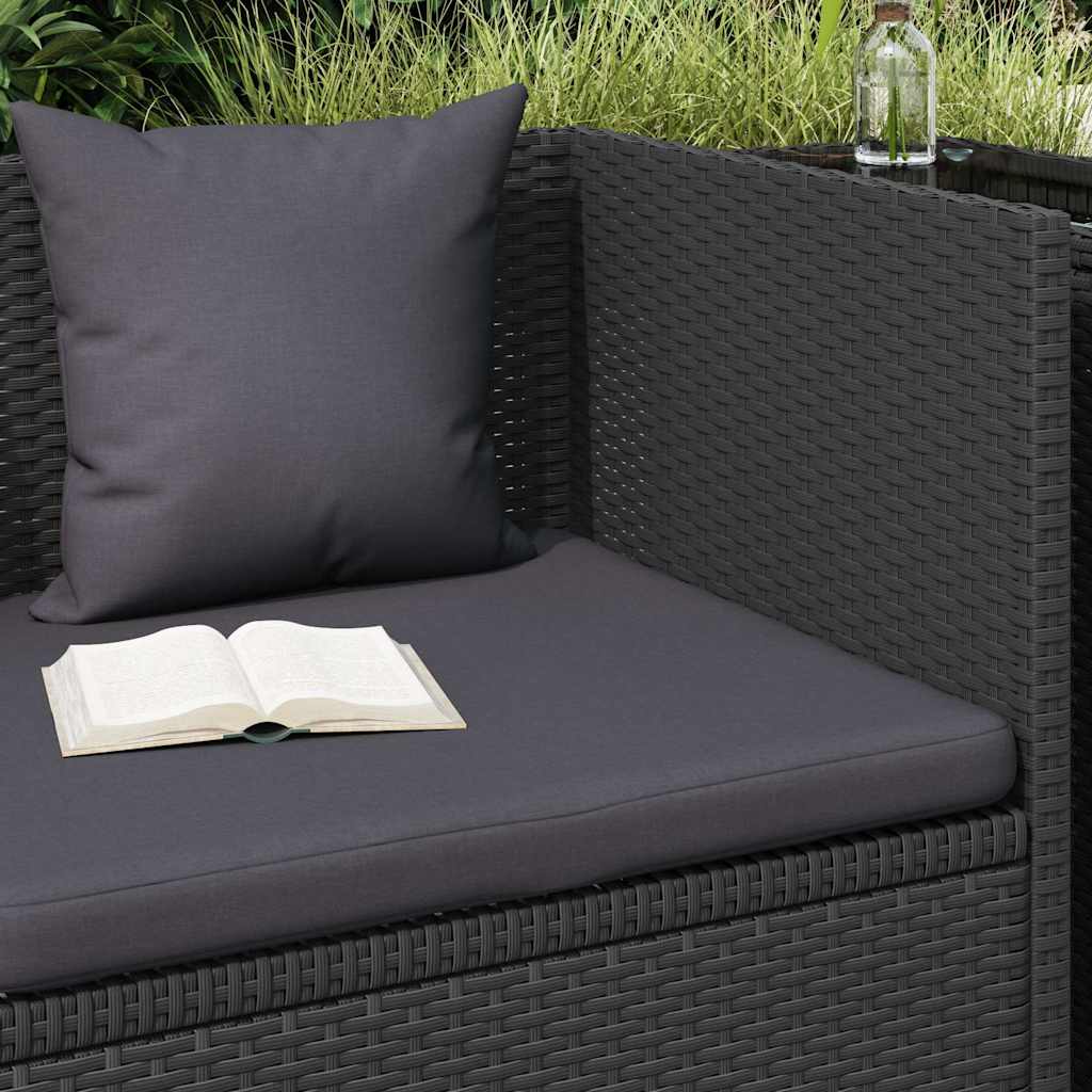 Garten-Sofabett mit Kissen Poly Rattan Schwarz