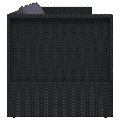 Garten-Sofabett mit Kissen Poly Rattan Schwarz