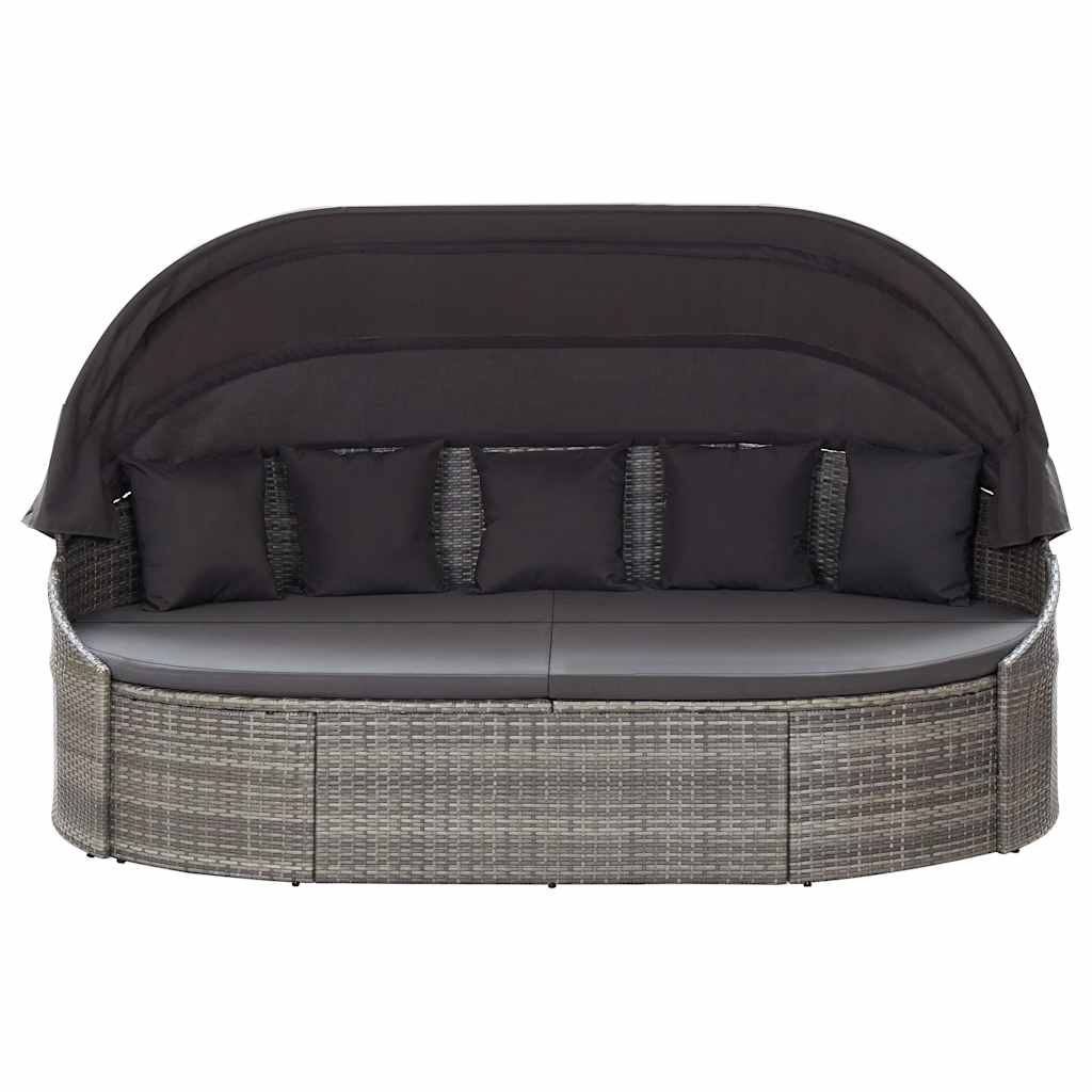 Outdoor-Loungebett mit Dach Grau