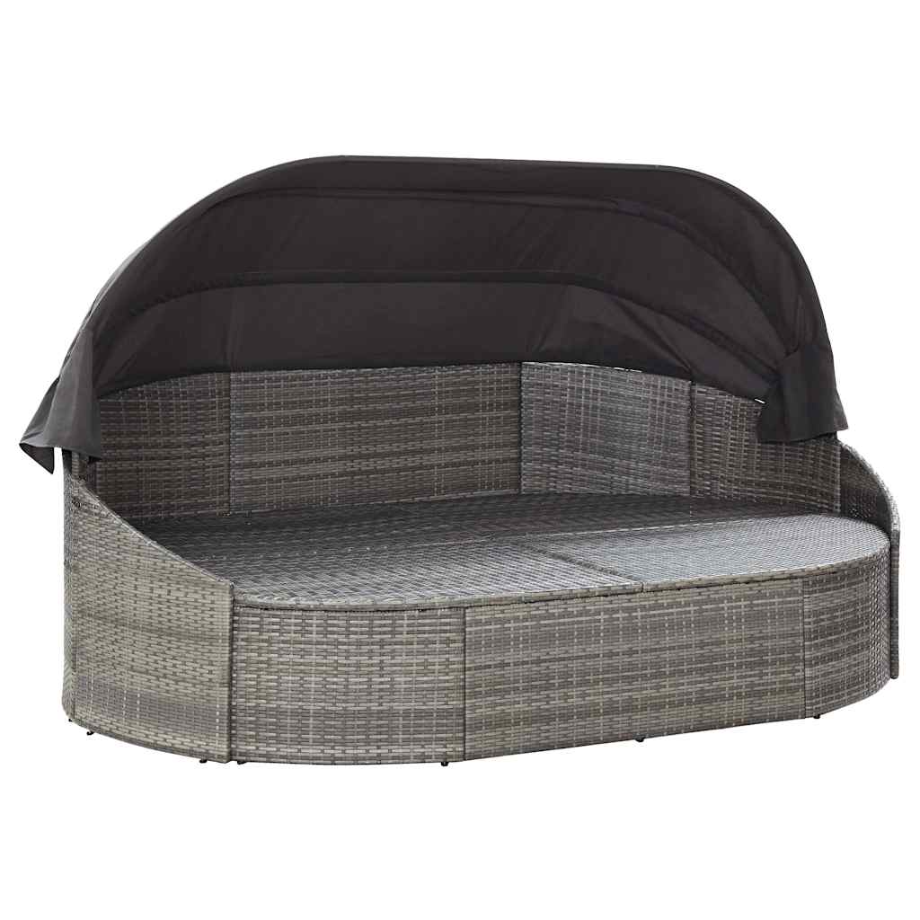 Outdoor-Loungebett mit Dach Grau