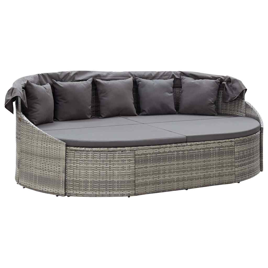 Outdoor-Loungebett mit Dach Grau