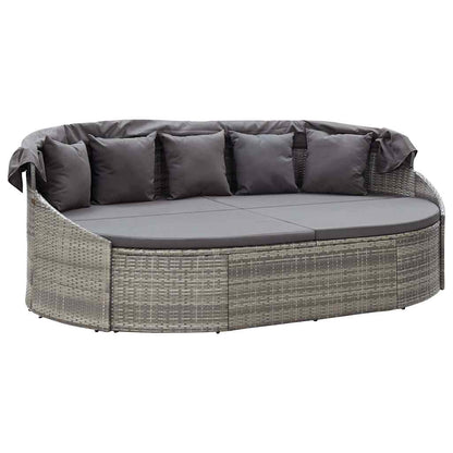 Outdoor-Loungebett mit Dach Grau