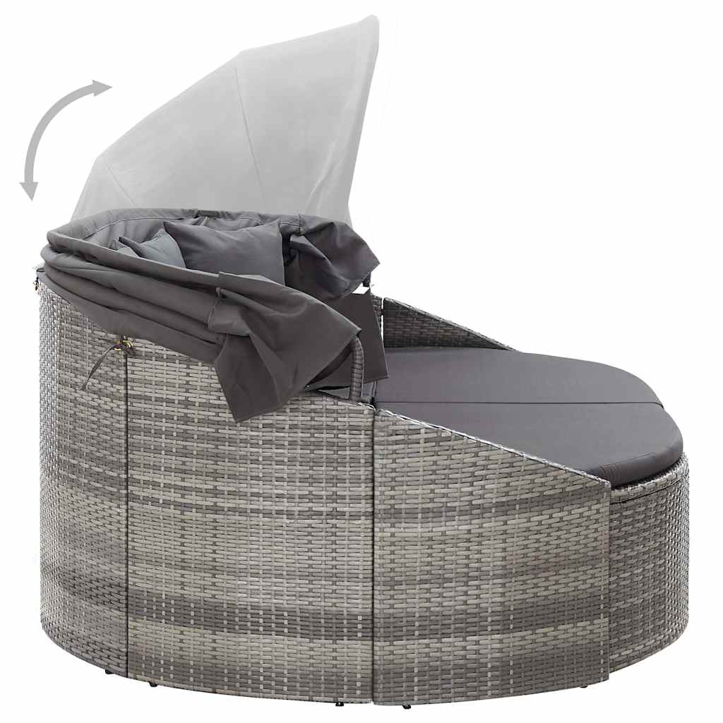 Outdoor-Loungebett mit Dach Grau
