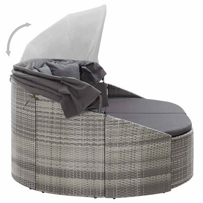 Outdoor-Loungebett mit Dach Grau