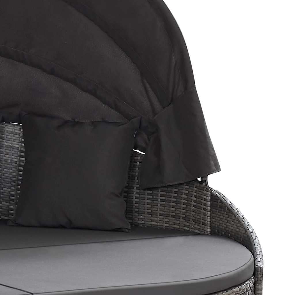 Outdoor-Loungebett mit Dach Grau