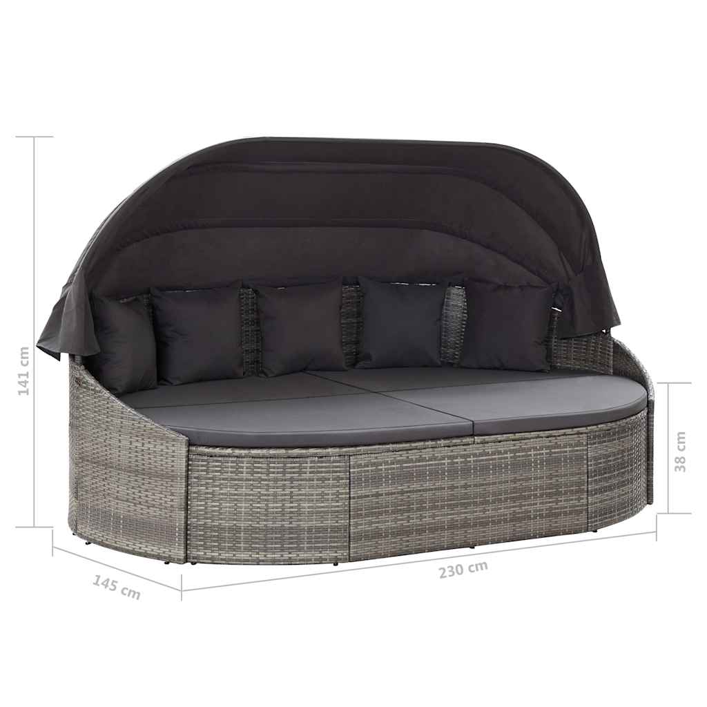 Outdoor-Loungebett mit Dach Grau