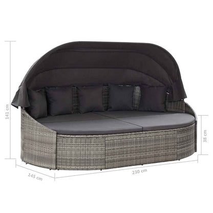 Outdoor-Loungebett mit Dach Grau