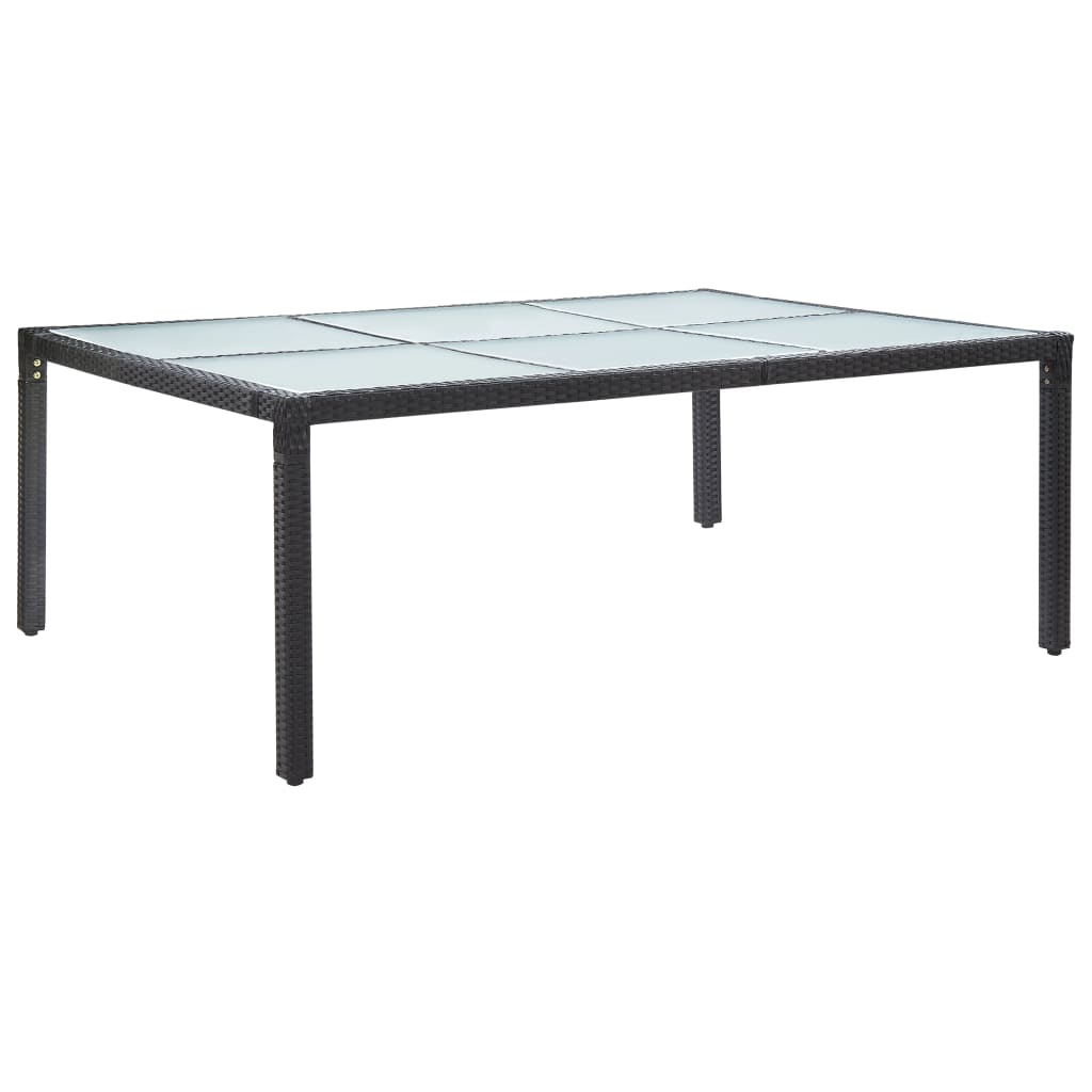 Table à manger de jardin noir 200x150x74 cm poly rotin