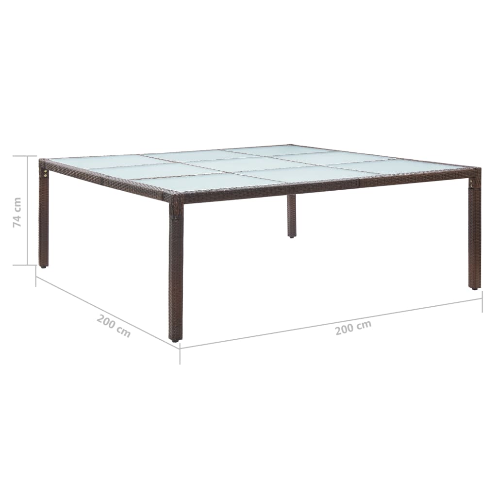 Table à manger de jardin marron 200×200×74 cm poly rotin