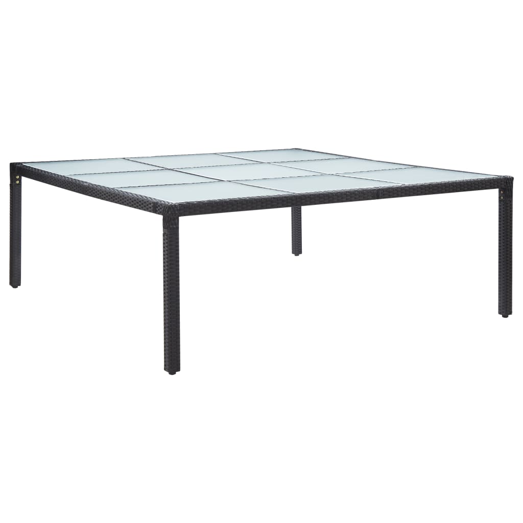 Table à manger de jardin noir 200×200×74 cm poly rotin