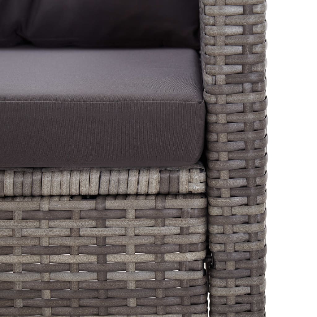 2-Sitzer-Gartensofa mit Kissen Grau 124 cm Poly Rattan