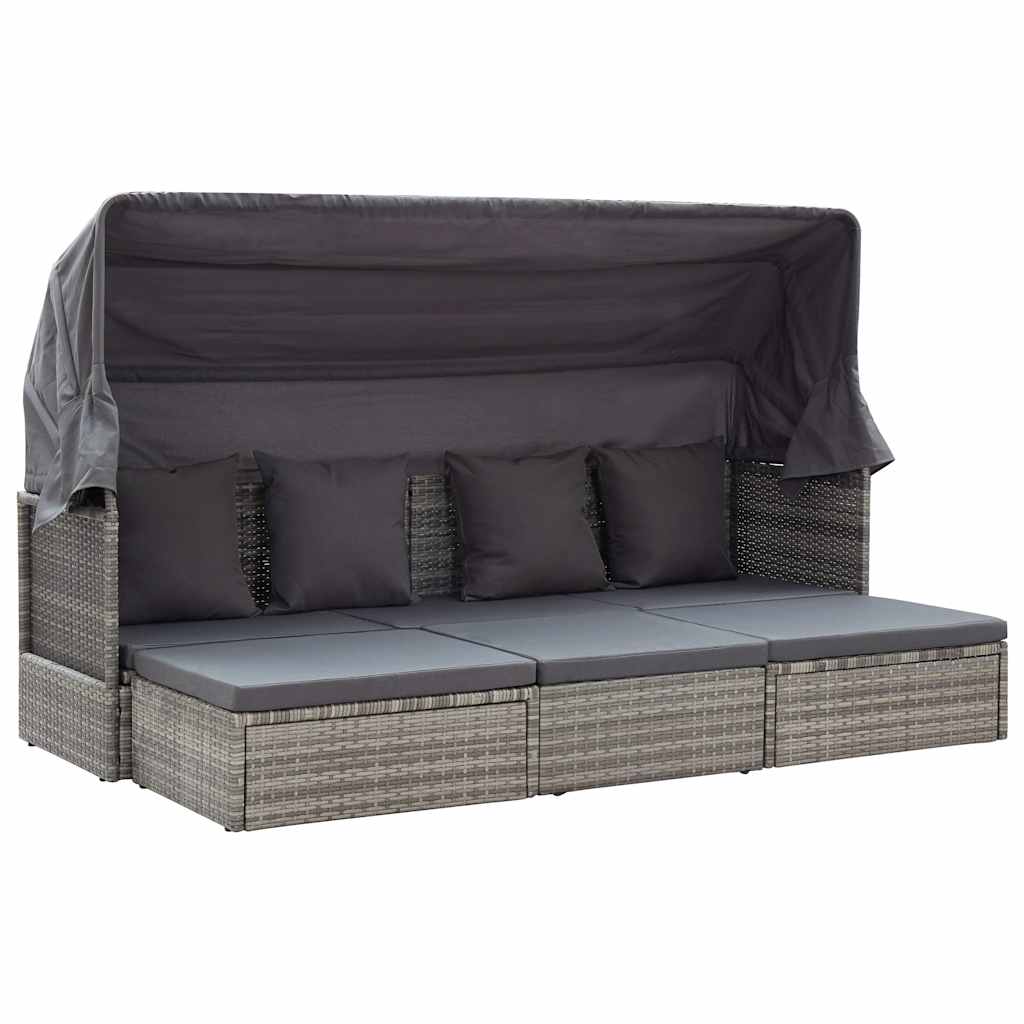 Garten-Sonneninsel mit Dach Grautöne Poly Rattan