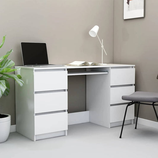 Bureau blanc 140x50x77 cm matière bois