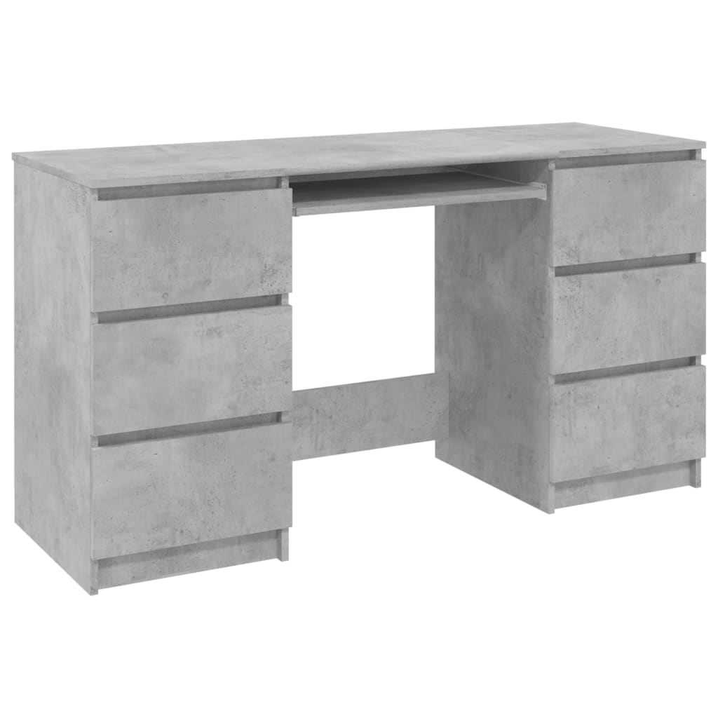 Bureau gris béton 140x50x77 cm en bois