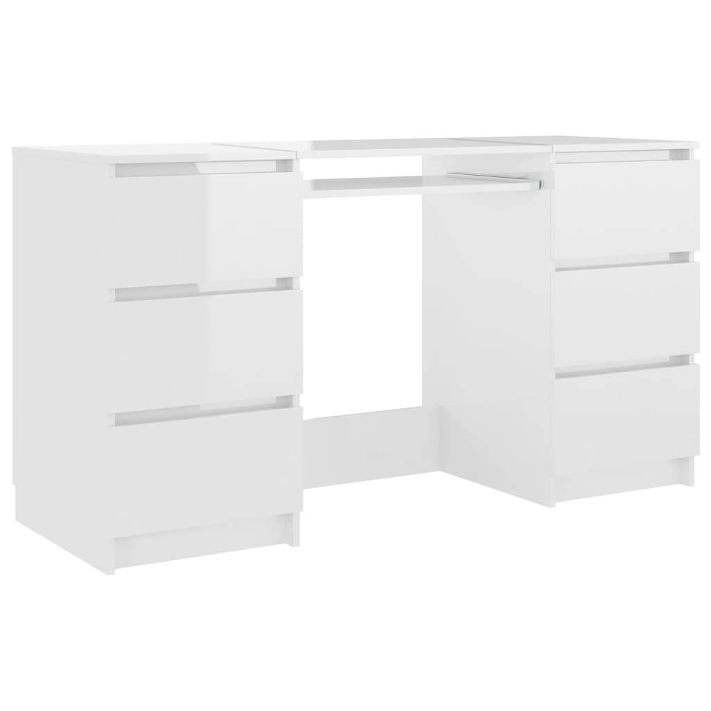 Bureau blanc brillant 140x50x77 cm en bois