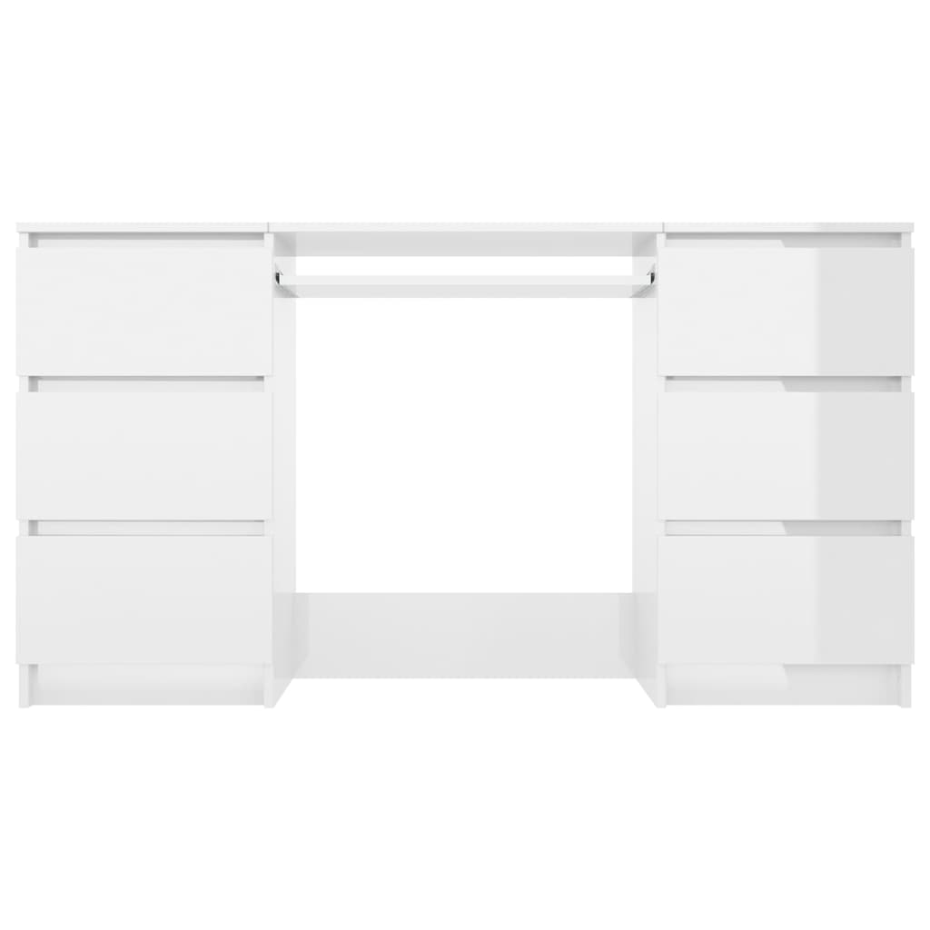 Bureau blanc brillant 140x50x77 cm en bois