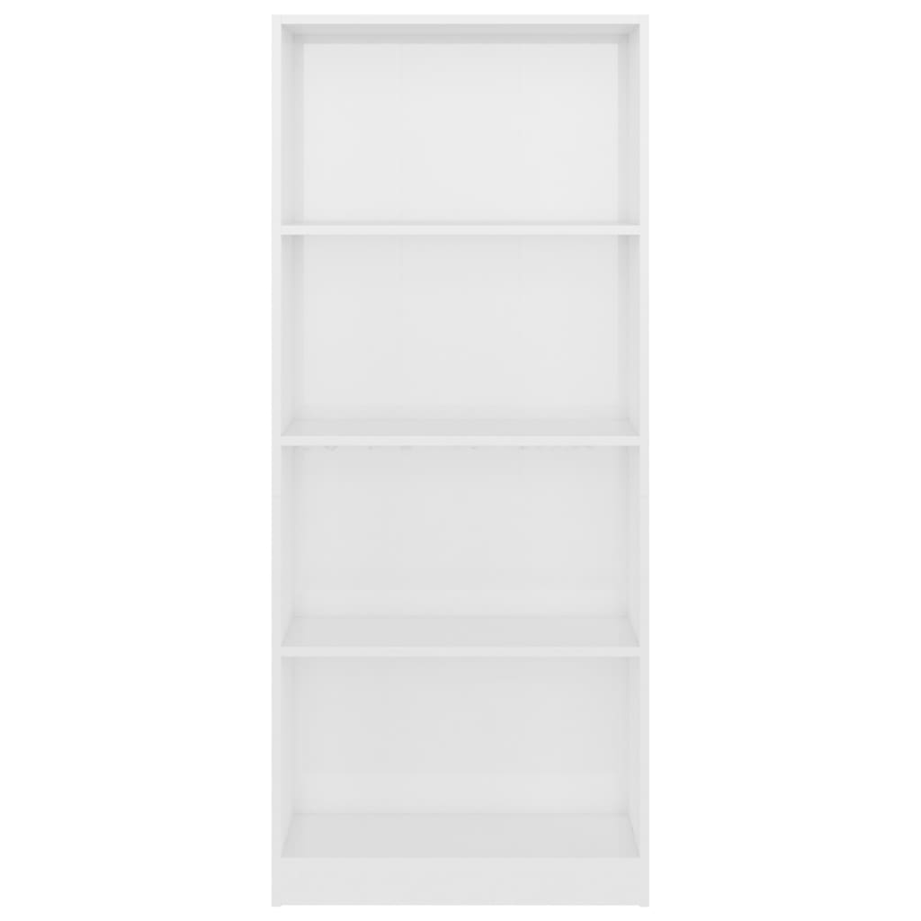 Bibliothèque 4 compartiments blanc brillant 60x24x142 cm en bois