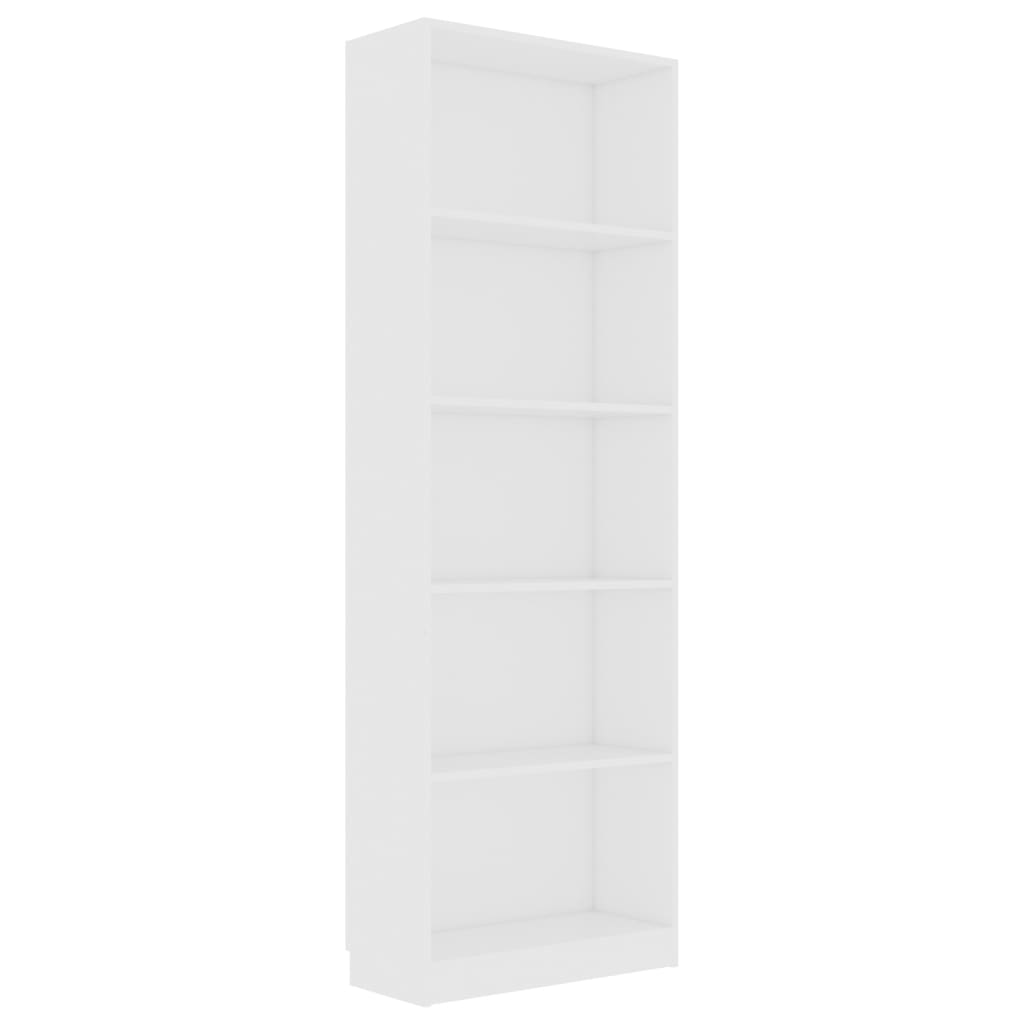 Bibliothèque 5 compartiments blanc 60x24x175 cm en bois