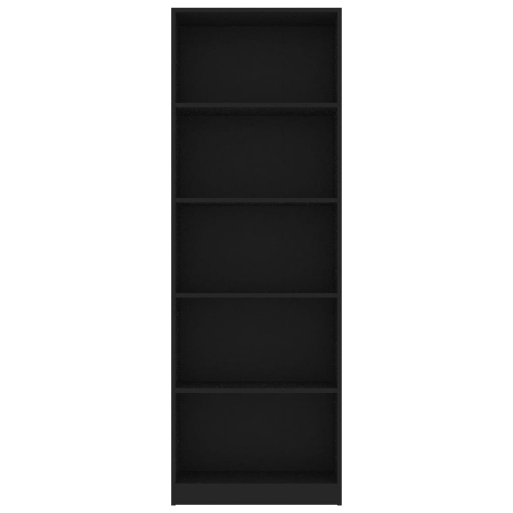 Bücherregal 5 Fächer Schwarz 60x24x175 cm Holzwerkstoff