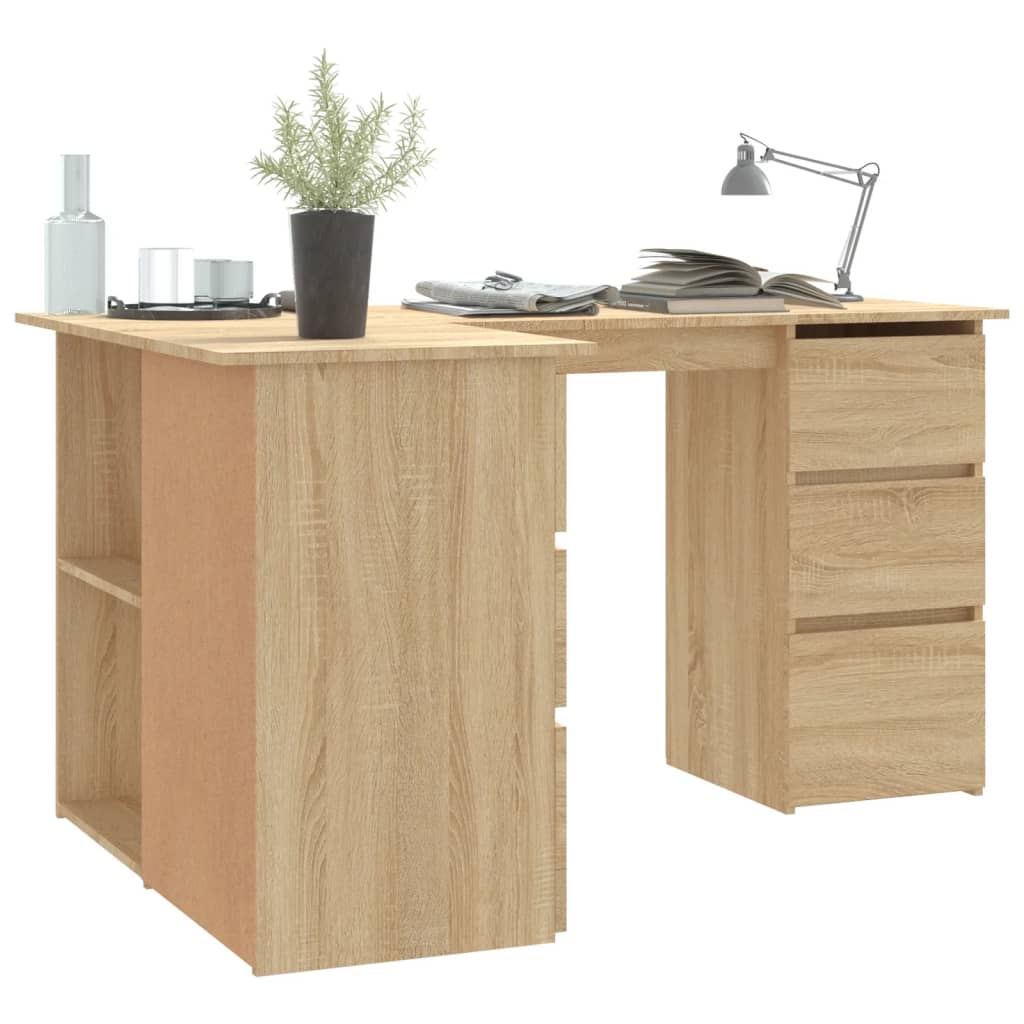 Bureau d'angle chêne Sonoma 145x100x76 cm matière bois