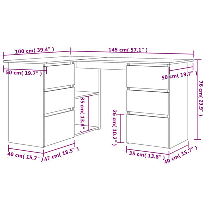 Eckschreibtisch Betongrau 145x100x76 cm Holzwerkstoff
