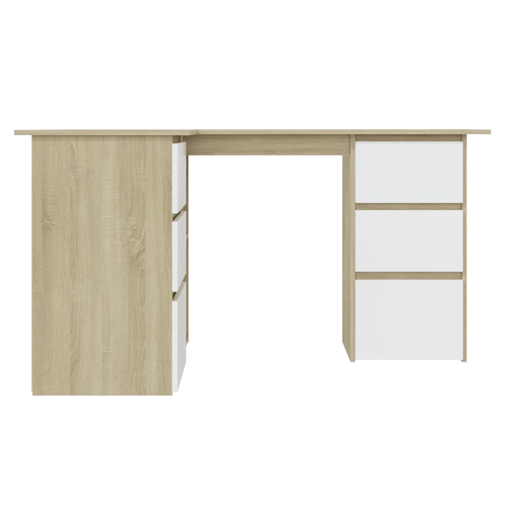Eckschreibtisch Weiß Sonoma-Eiche 145x100x76 cm Holzwerkstoff