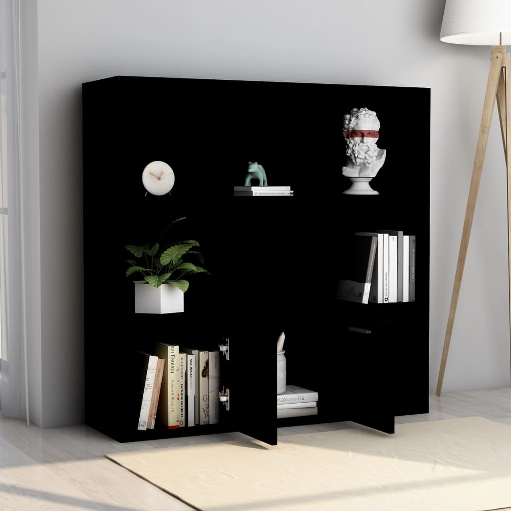 Bookshelf Black 98x30x98 cm Wood Material