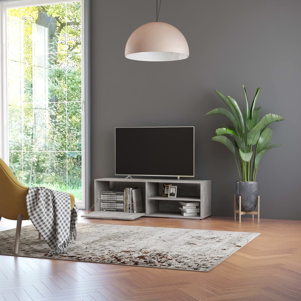 Meuble TV gris béton 120x34x37 cm en bois