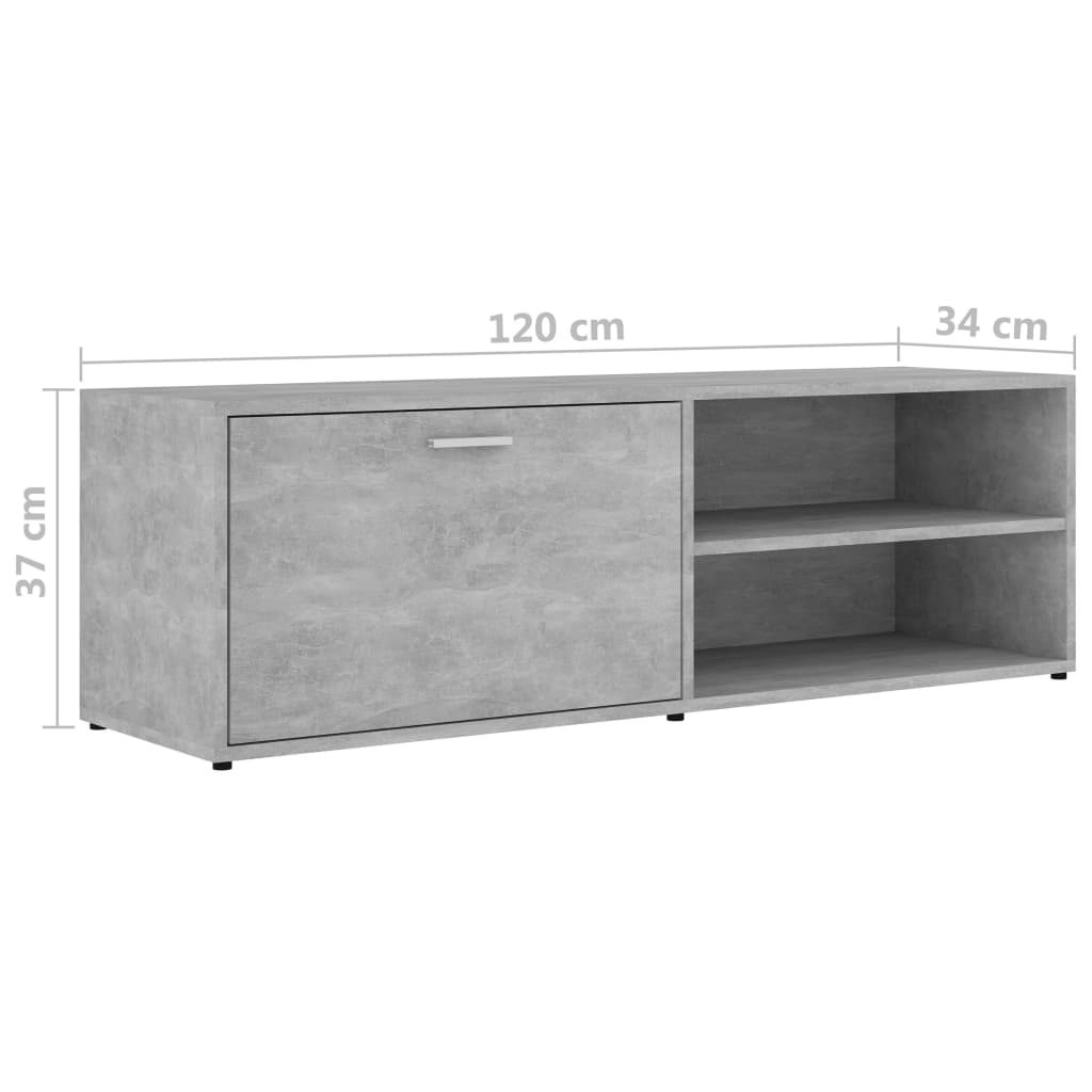 Meuble TV gris béton 120x34x37 cm en bois