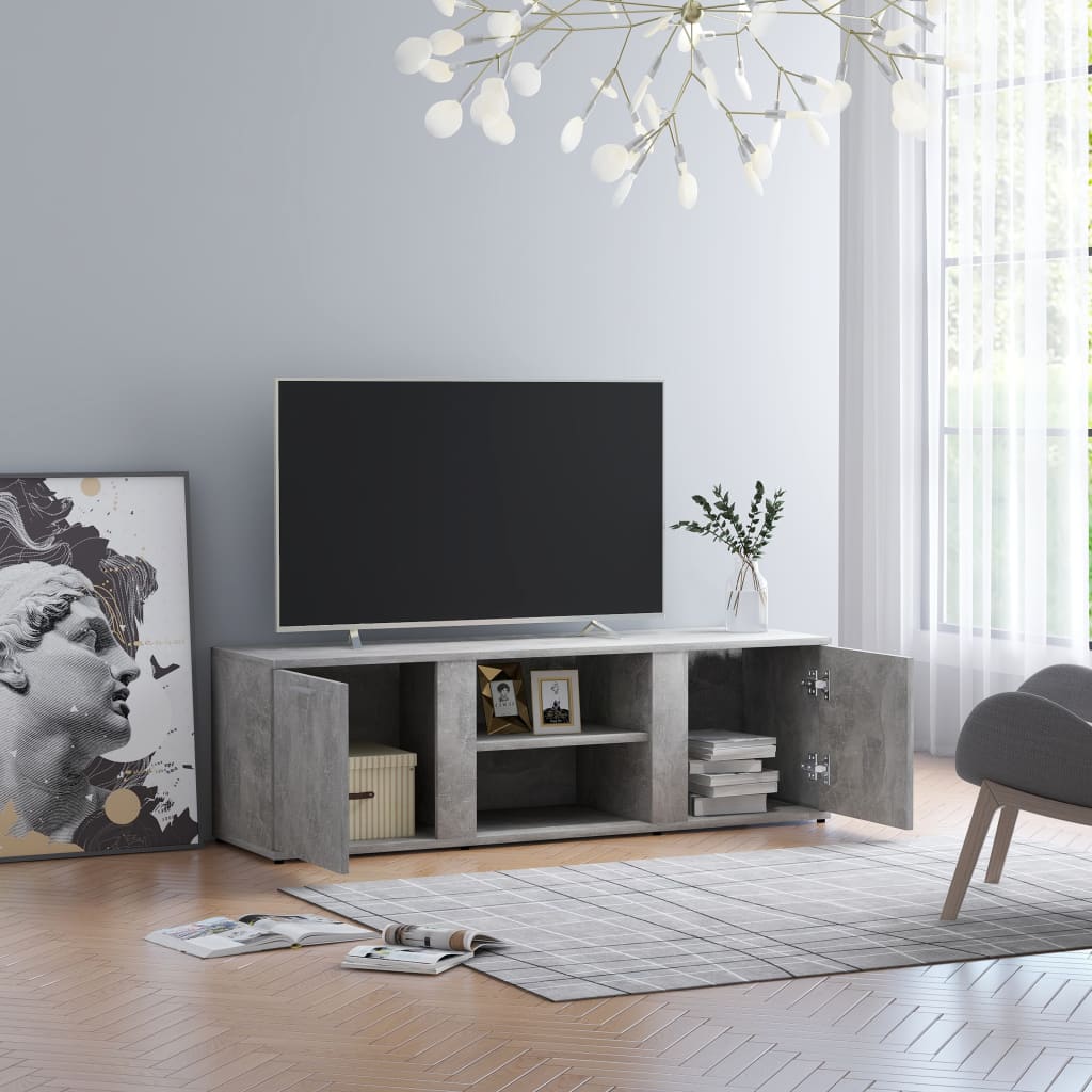 Meuble TV gris béton 120x34x37 cm en bois