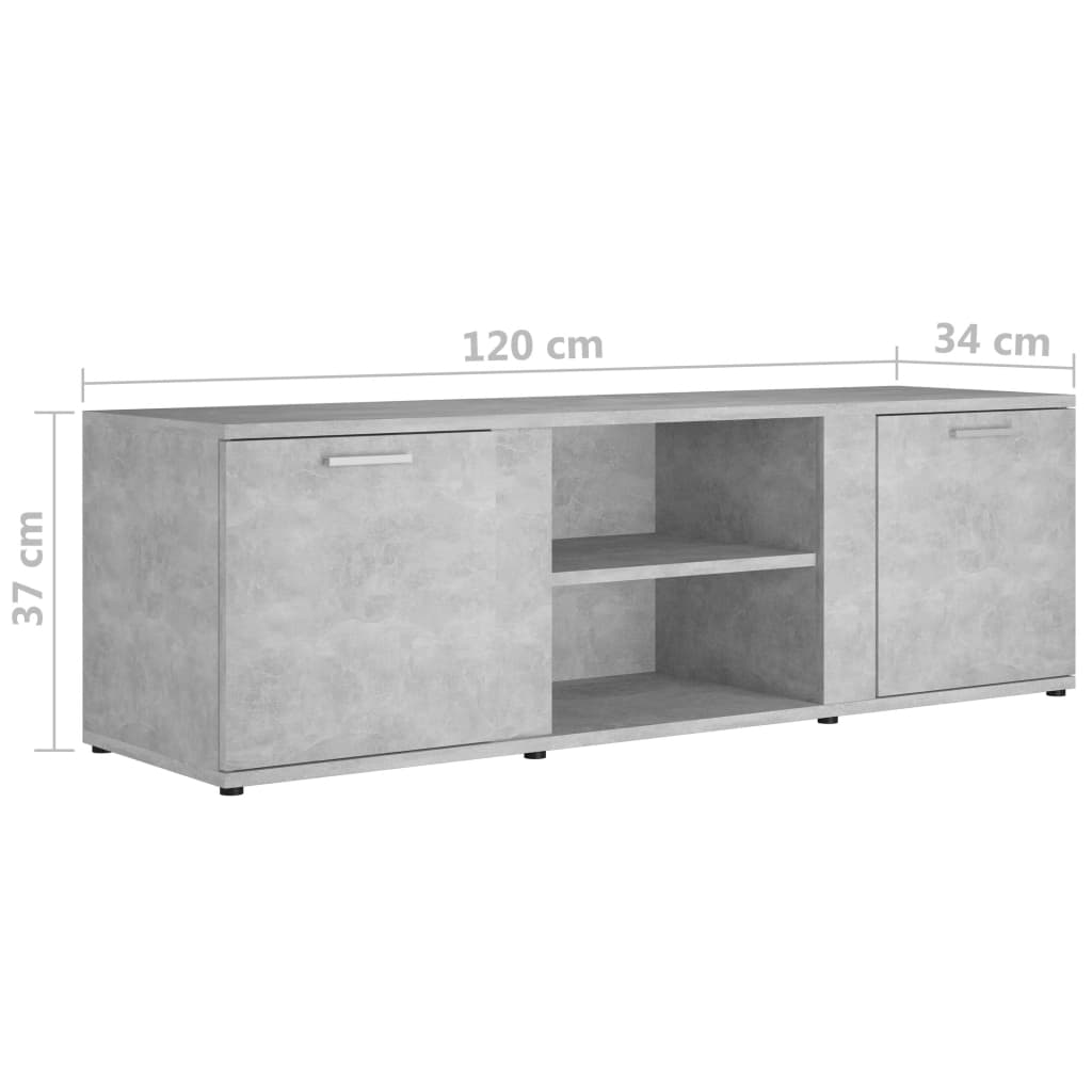 Meuble TV gris béton 120x34x37 cm en bois